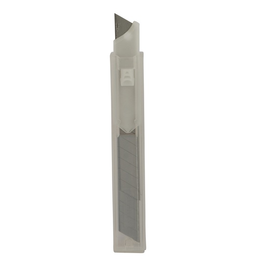 STANLEY 0-11-300 utility knife blade pack, photography, front angle, clear plastic case.