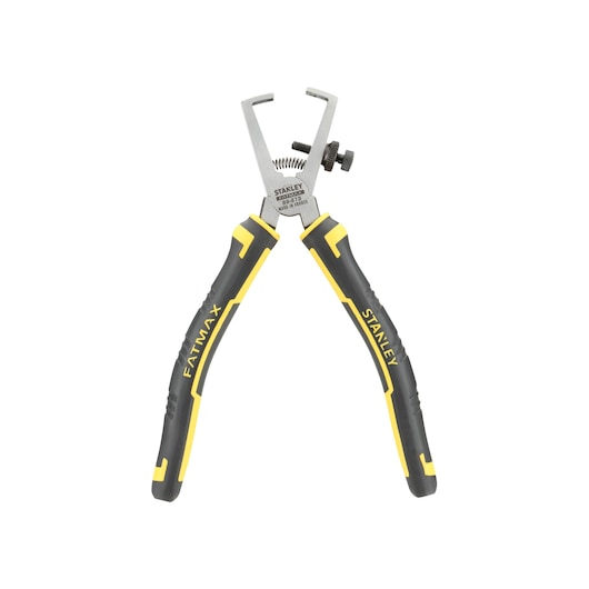 Stanley wire stripping pliers with black and yellow handles, suitable for electrical and photography work.