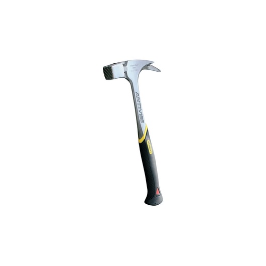 STANLEY 1-51-937 claw hammer with anti-vibration handle, photographed at angle on white background.