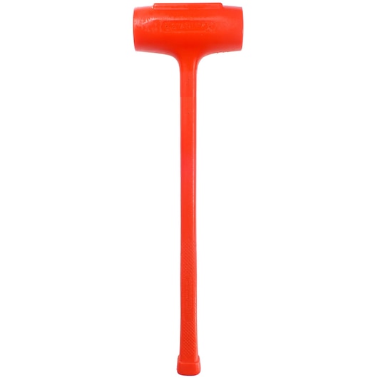 STANLEY 1-57-552 orange dead blow hammer, long handle, product photo on white background.