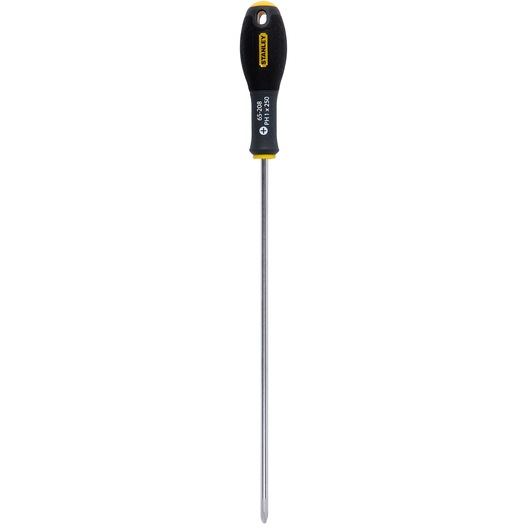 Stanley Phillips screwdriver with a black handle and long metal shaft, designed for cross-head screws.