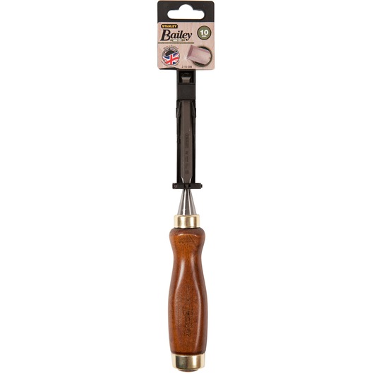 STANLEY 2-16-384 wood handle chisel, Bailey series, front angle on white background.