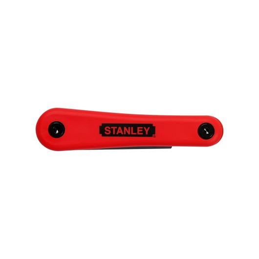 Photo of STANLEY 4-69-262 folding hex key set with red handle, top view, tool category.