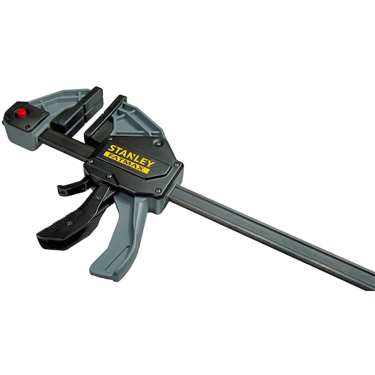 STANLEY FMHT0-83240 clamp, black and gray, front angle photography on white background.