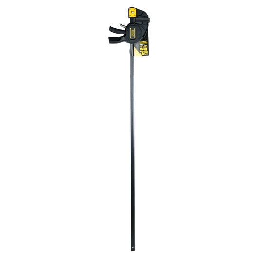 STANLEY FMHT0-83242 bar clamp, black and yellow, side view on white background.