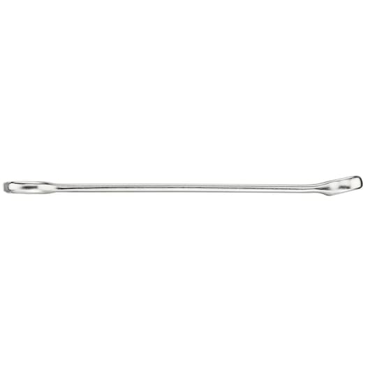 STANLEY FMMT13031-0 double-ended polished steel pry bar, side view, on white background.
