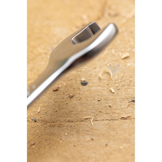 STANLEY FMMT13094-0 wrench close-up angled on wooden surface with visible metal finish.