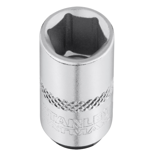 STANLEY FMMT17194-0 chrome socket, six-point, photography from above on white background.