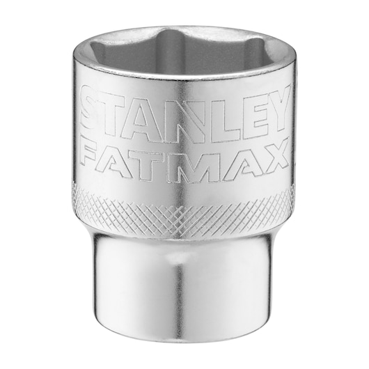 STANLEY FMMT17243-0 chrome socket, knurled grip, FATMAX branding, front angle on white background.