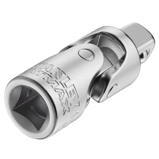 STANLEY FMMT17999-0 chrome universal joint socket, close-up angle on white background.