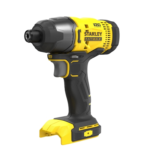 STANLEY SFMCK465D2S cordless impact driver, yellow and black, right-side view on white background.