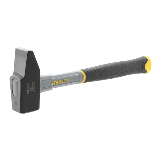 STANLEY STHT0-54156 club hammer with black forged head, grey and black anti-slip handle, side angle on white.