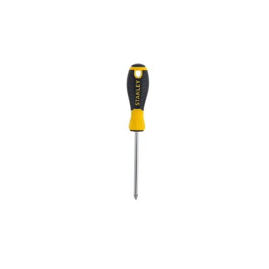 Photo of STANLEY STHT1-60274 Phillips screwdriver with yellow and black handle, straight-on angle, white background.