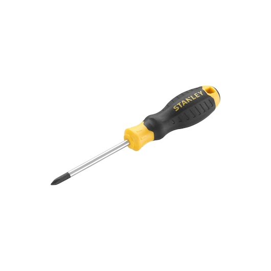 STANLEY STHT16155-0 screwdriver, yellow and black handle, side angle, hand tool category.