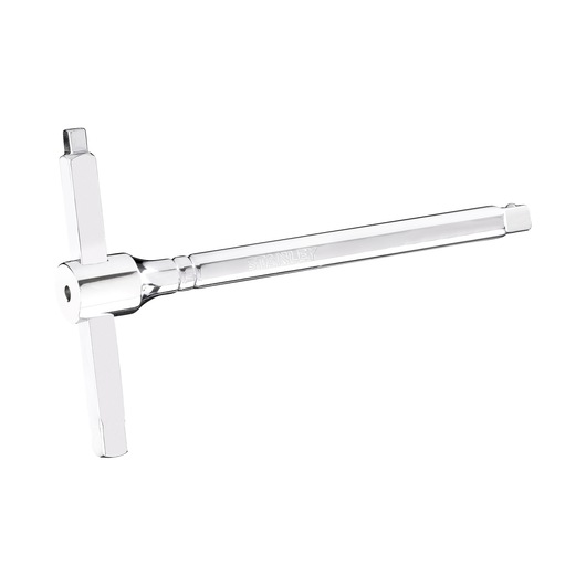 STANLEY STHT80872-0 T-handle tap wrench, chrome finish, side angle on white background.