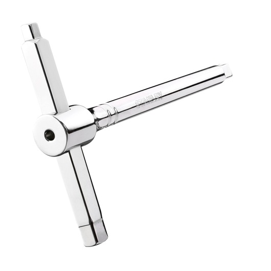 STANLEY STHT80872-0 T-handle hex key, chrome finish, product photography, angled on white background.