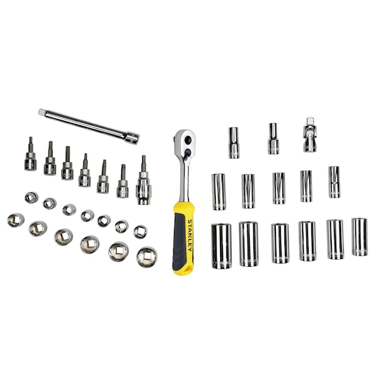 Stanley® 36dílná sada 3/8" hlavic, 6hranná