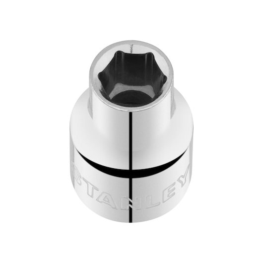 STANLEY STMT86303-0 chrome socket photography, front angle on white background.
