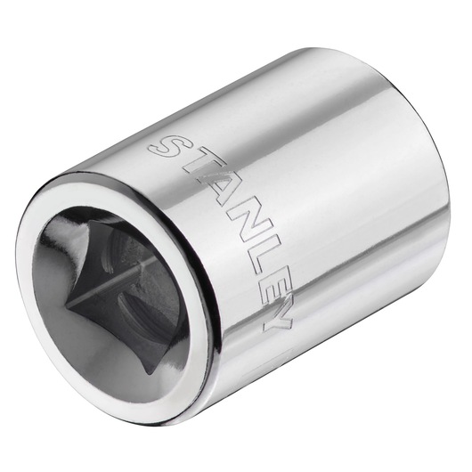 STANLEY STMT86311-0 chrome socket, side angle, polished finish, tool accessory on white background.