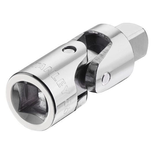 STANLEY STMT86411-0 chrome universal joint socket, photography, angled on white background
