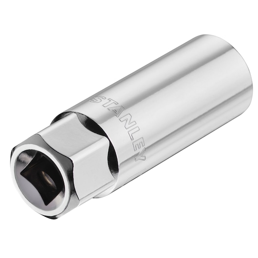 Photo of STANLEY STMT88941-0 chrome deep socket, tool category, angled view on white background.