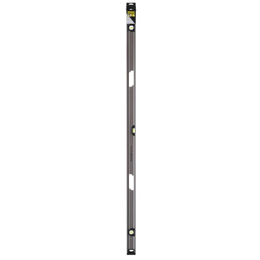 STANLEY XTHT1-42138 box beam level, black and silver, 3 vials, front view on white background.